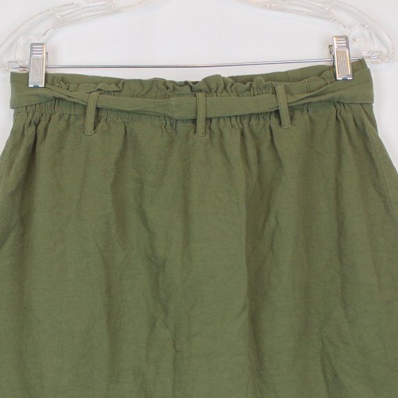 Hesperus Paper Bag Cargo Olive Green Full Button Down Skirt - Picture 3 of 5